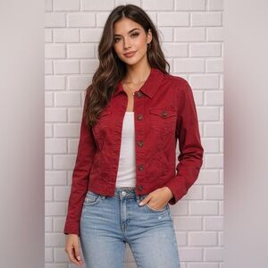 Dress Barn Red Cropped Button Jacket Size S